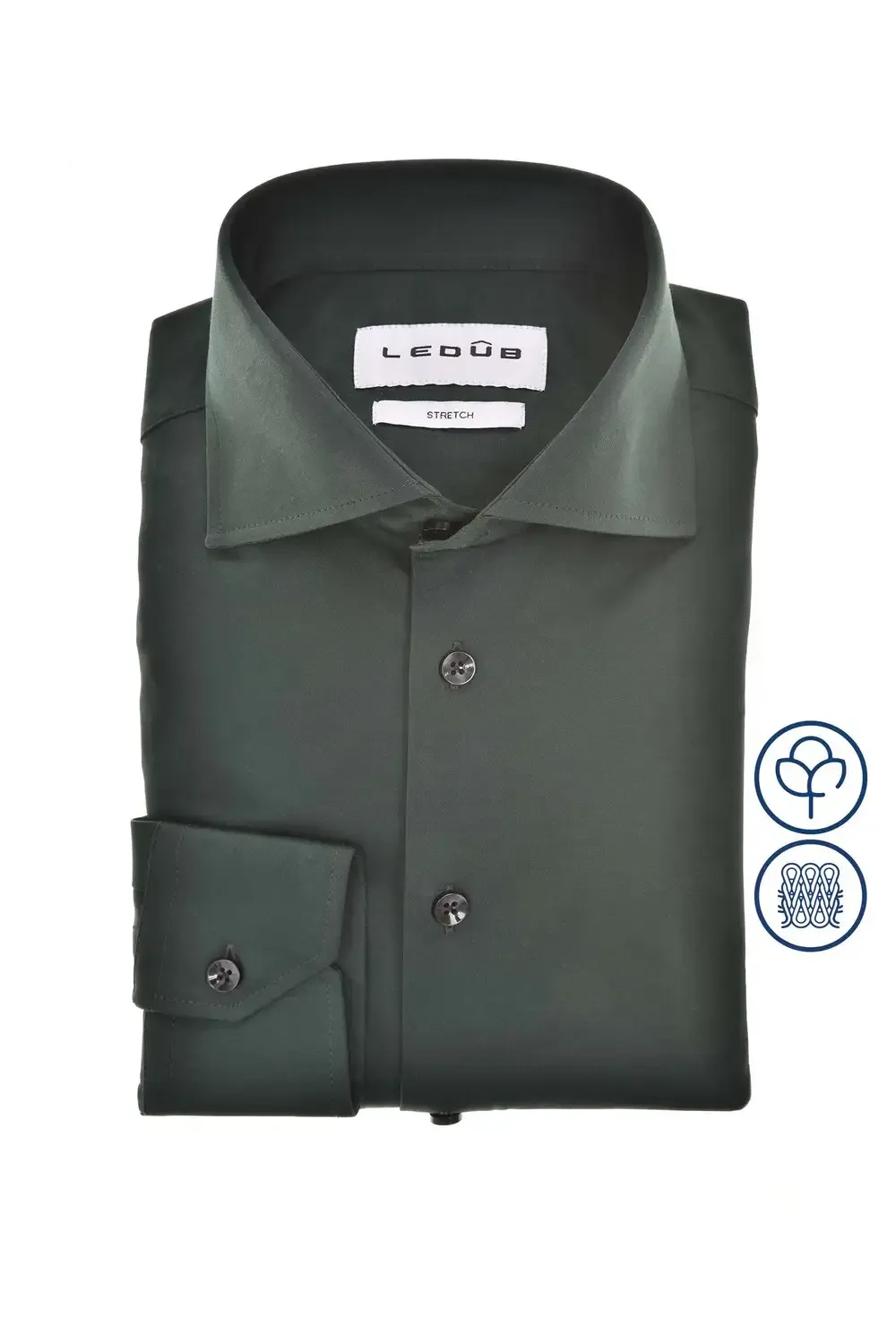 Ledub Shirts Plain:Overhemd Donkergroen 591 0143230