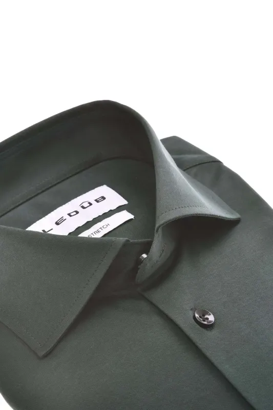 Ledub Shirts Plain:Overhemd Donkergroen 591 0143230
