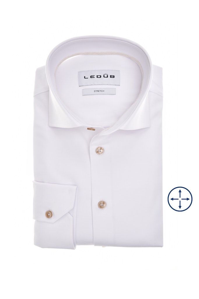 Ledub Shirts Plain:Overhemd Spierwit 910 Antiekwit 920 0143040