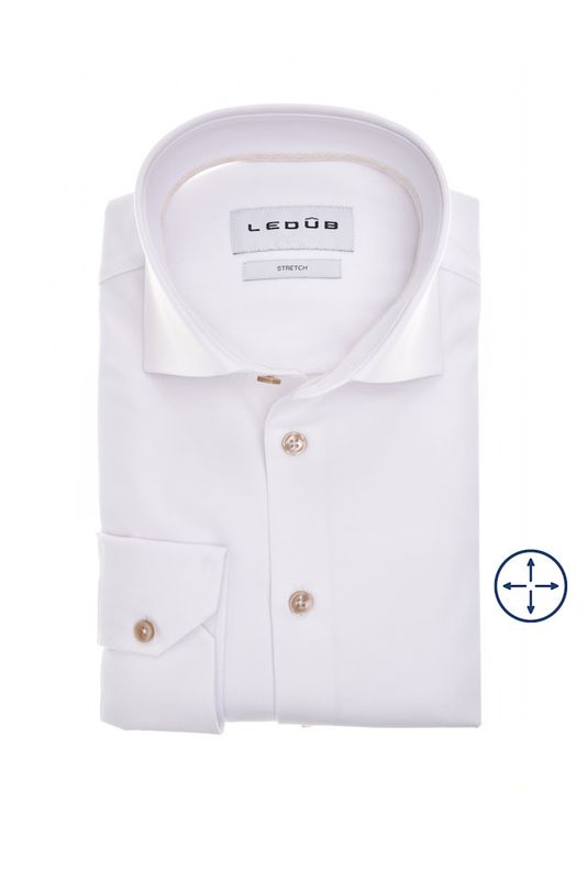 Ledub Shirts Plain:Overhemd Spierwit 910 Antiekwit 920 0143040