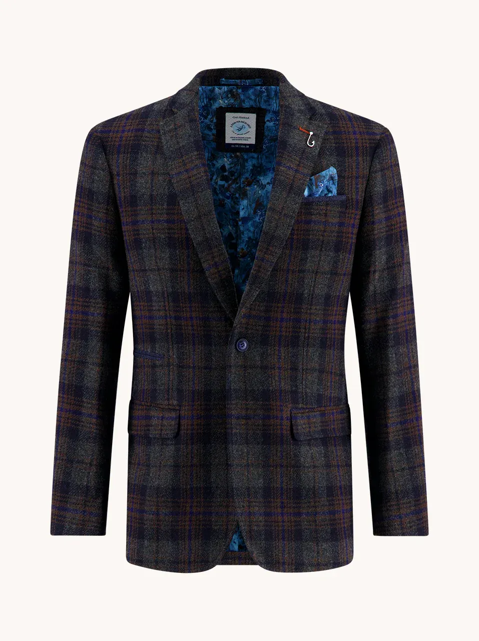A fish named Fred Blazer tartan wool Blauw 32.107