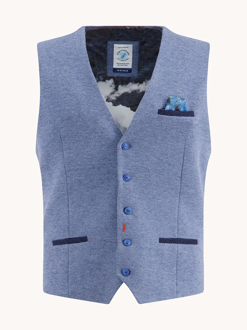 A fish named Fred Waistcoat pique Blauw 32.134