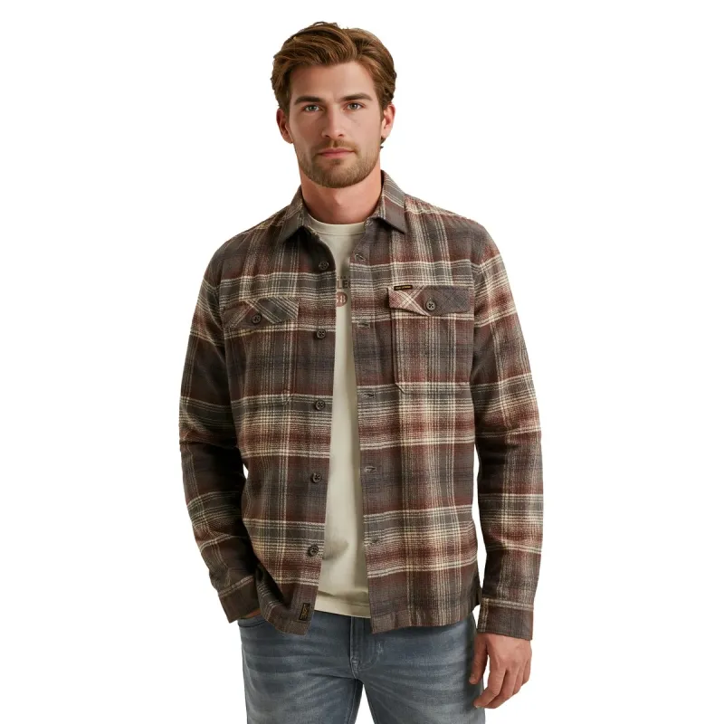 PME Legend LONG SLEEVE SHIRT Brushed Grindle Marron PSI2509244