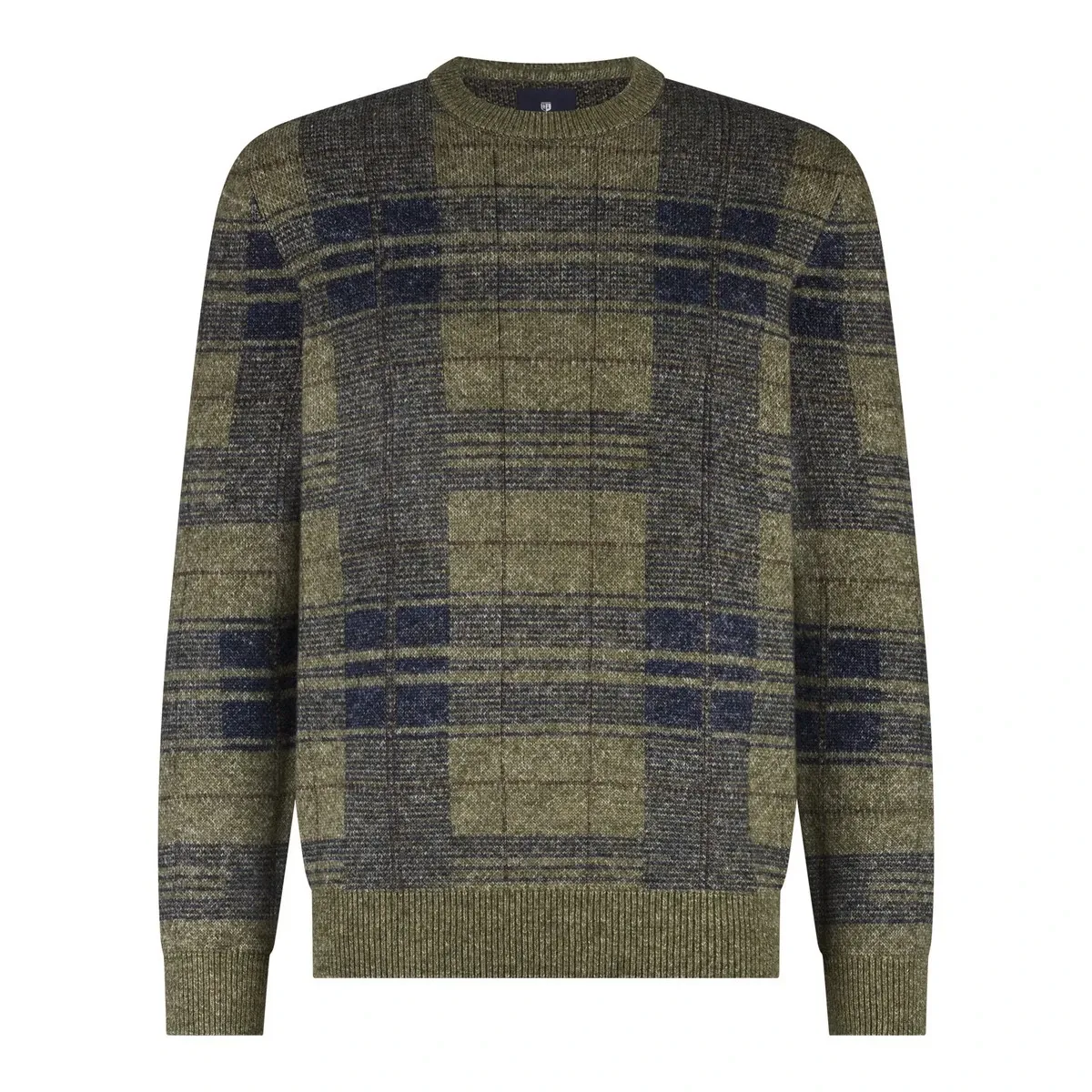 State of Art Pullover Crew-Neck J olijfgroen:donkerblauw 11425083