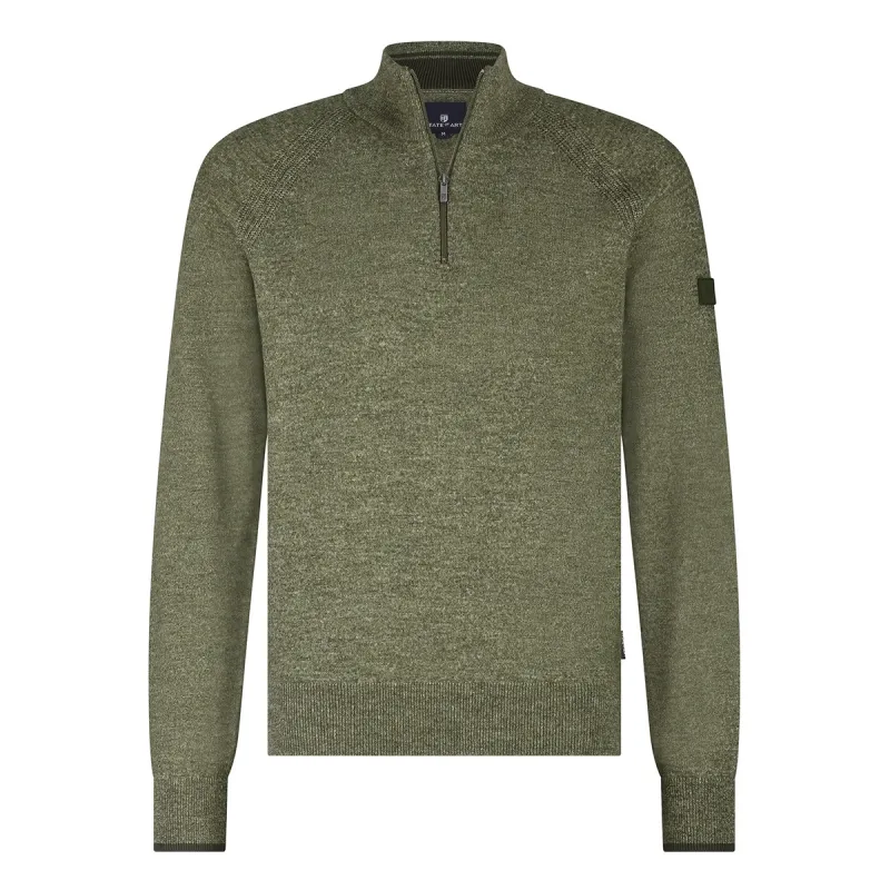 State of Art Pullover Sportzip Pl bladgroen:lichtgrijs 13125090