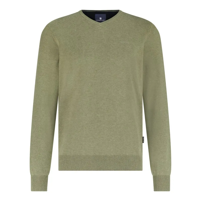 State of Art Pullover V-Neck Plai olijfgroen:uni 12125003