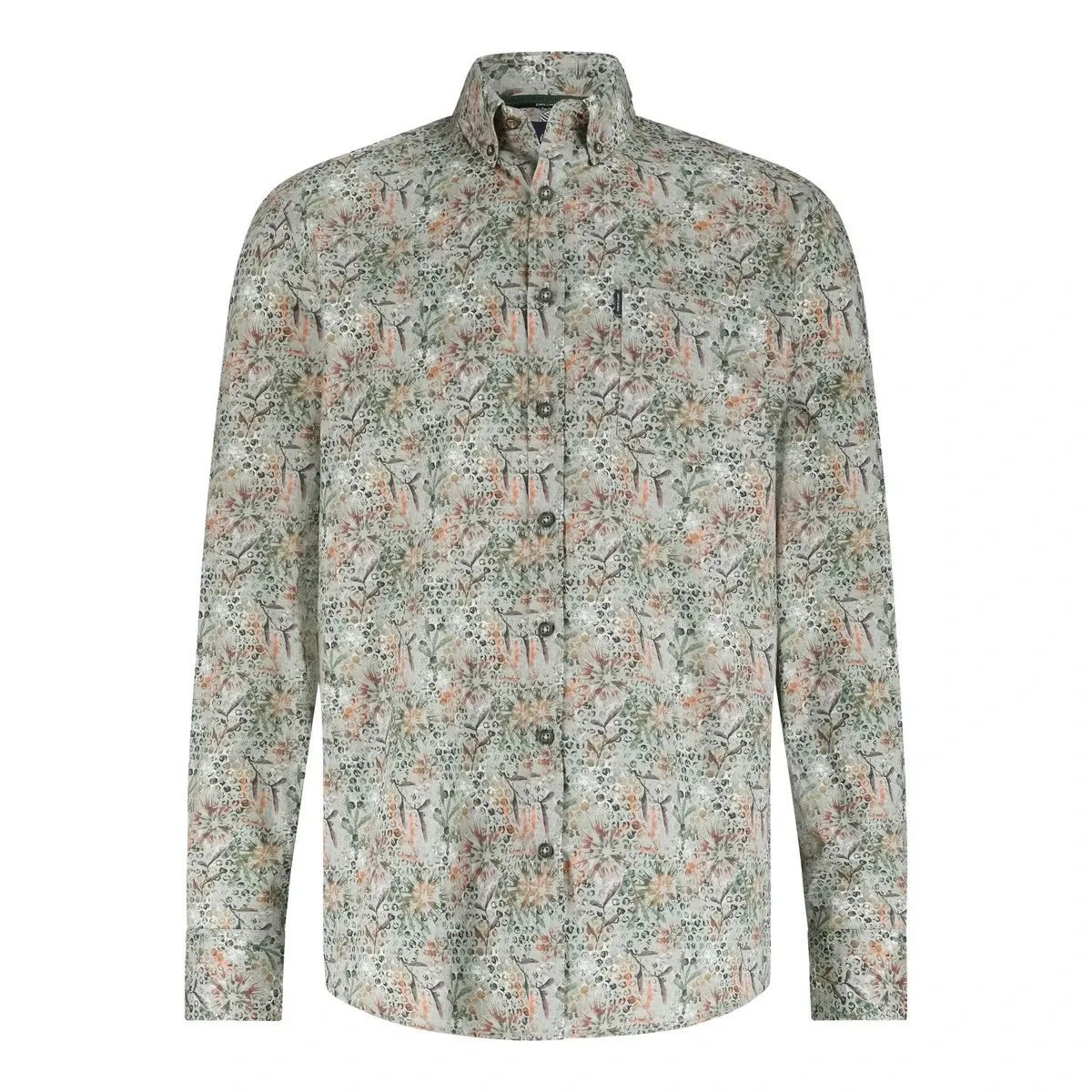 State of Art Shirt LS Print Popli lichtgrijs:mosgroen 21425266