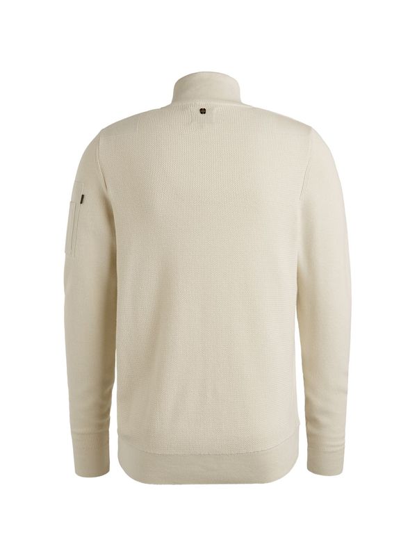 PME Legend Half zip collar cotton knit Bone White PKW2509322
