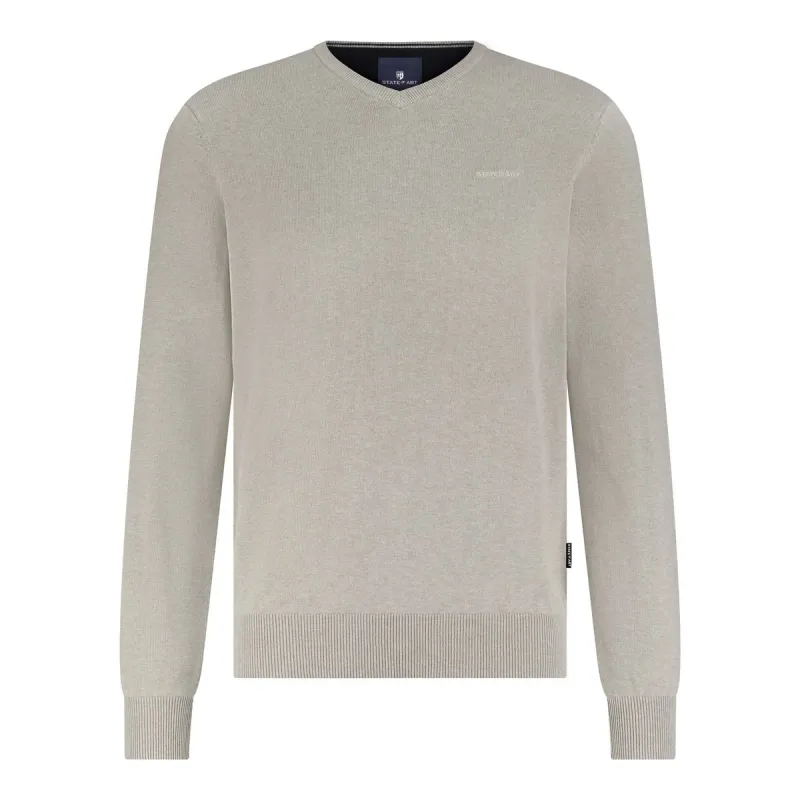 State of Art Pullover V-Neck Plai sepia:uni 12125003
