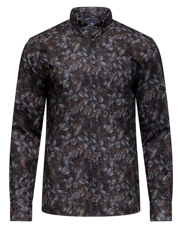 State of Art Shirt LS Print Fine donkerblauw:bruin 21425222