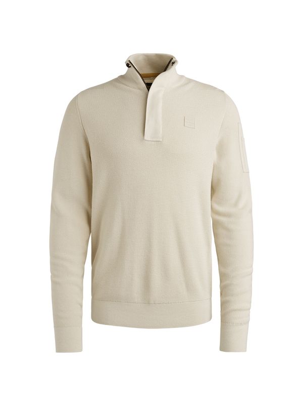 PME Legend Half zip collar cotton knit Bone White PKW2509322