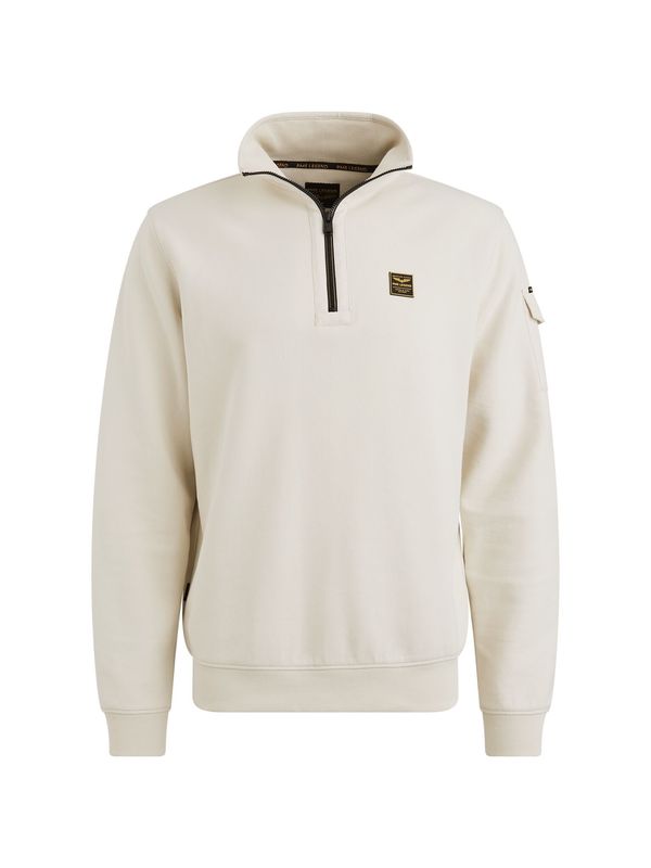 PME Legend Half zip collar interlock jersey Bone White PSW2508423