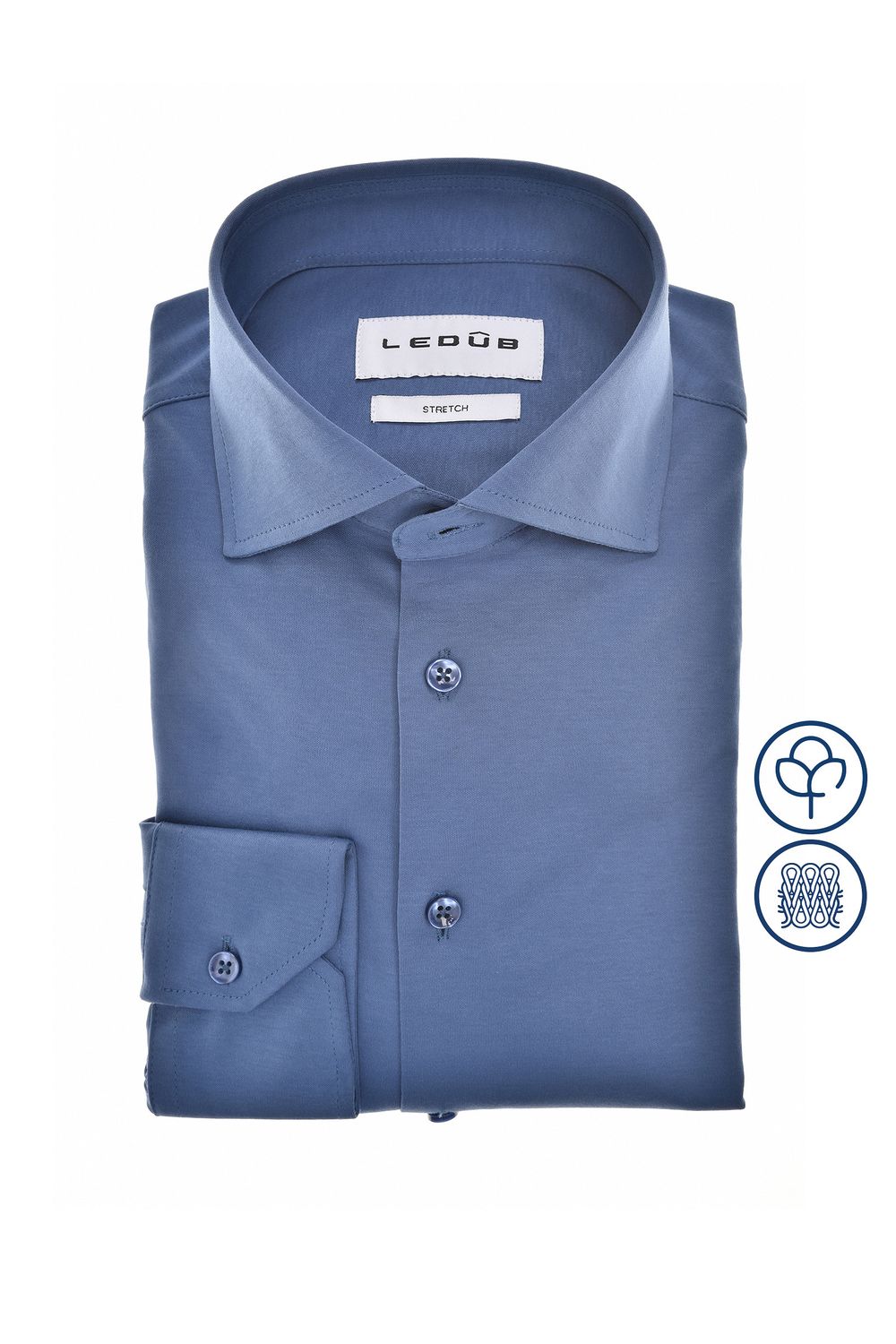 Ledub Shirts Plain:Overhemd Donkerblauw 180 0143116