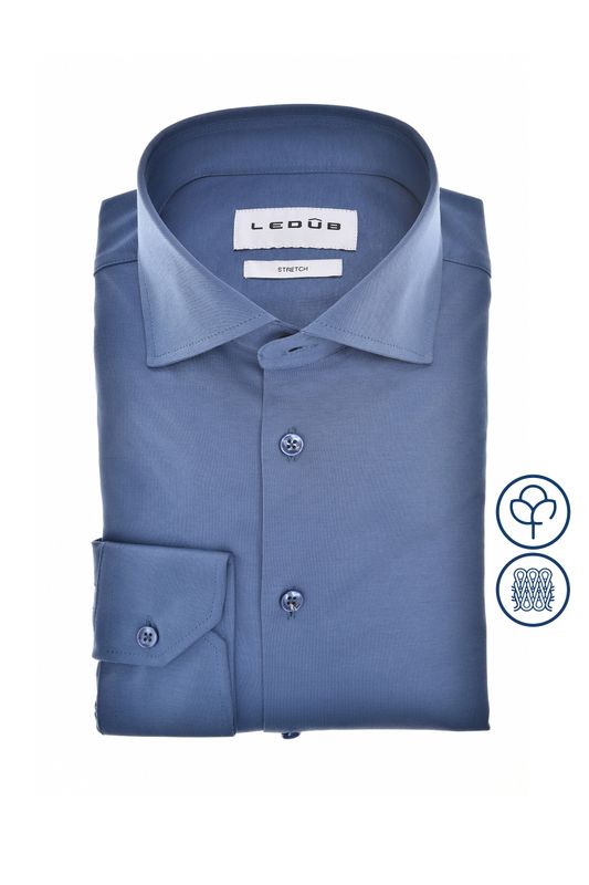 Ledub Shirts Plain:Overhemd Donkerblauw 180 0143116