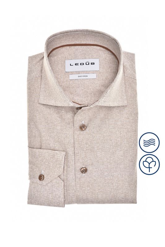 Ledub Shirts Print Overhemd Beige 0680 0143094