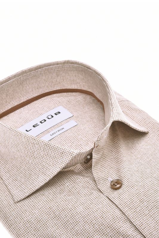 Ledub Shirts Print Overhemd Beige 0680 0143094