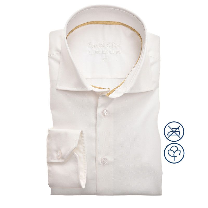 Ledub Shirts Plain Antiekwit 920 Middengeel 350 A 0343568