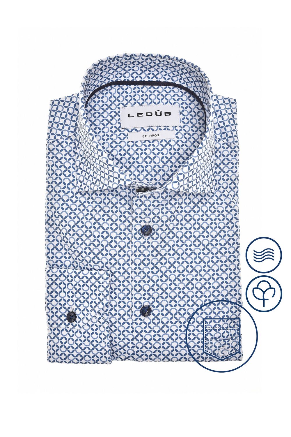 Ledub Shirts Print:Overhemd Donkerblauw 170 Donkerblauw 19 0143074