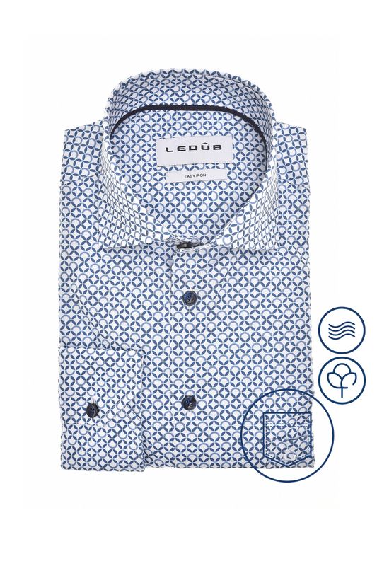 Ledub Shirts Print:Overhemd Donkerblauw 170 Donkerblauw 19 0143074