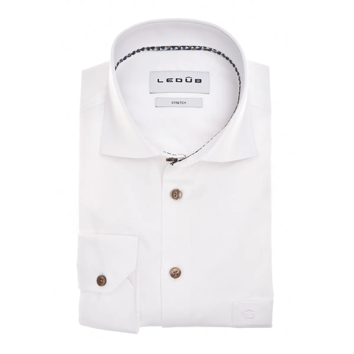 Ledub Shirts Plain:Overhemd Spierwit 910 Donkerblauw 196 0143111