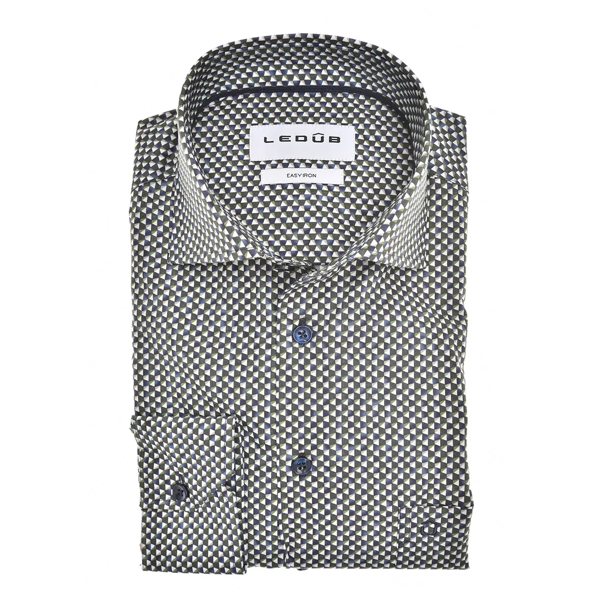 Ledub Shirts Print:Overhemd Donkerblauw 195 Donkerblauw 19 0143106