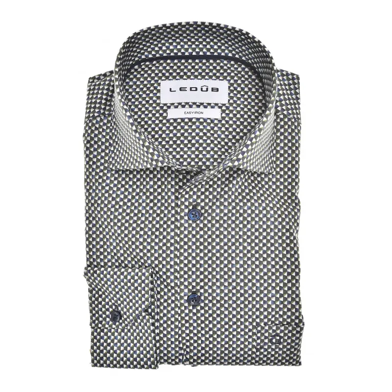 Ledub Shirts Print:Overhemd Donkerblauw 195 Donkerblauw 19 0143106