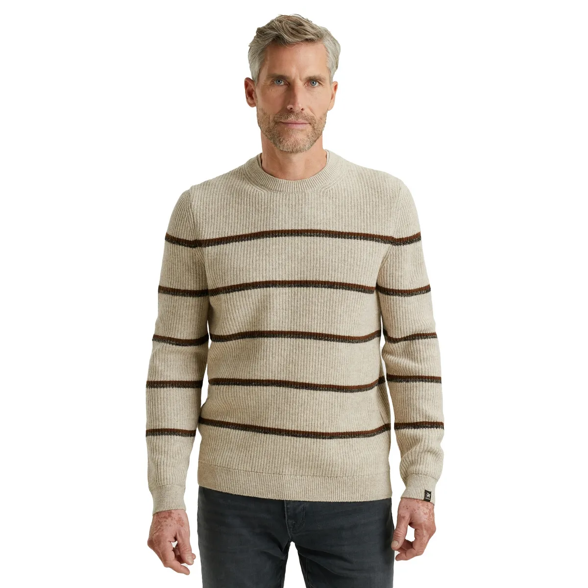 Vanguard Crewneck cotton wool stripe Silver Lining VKW2510336