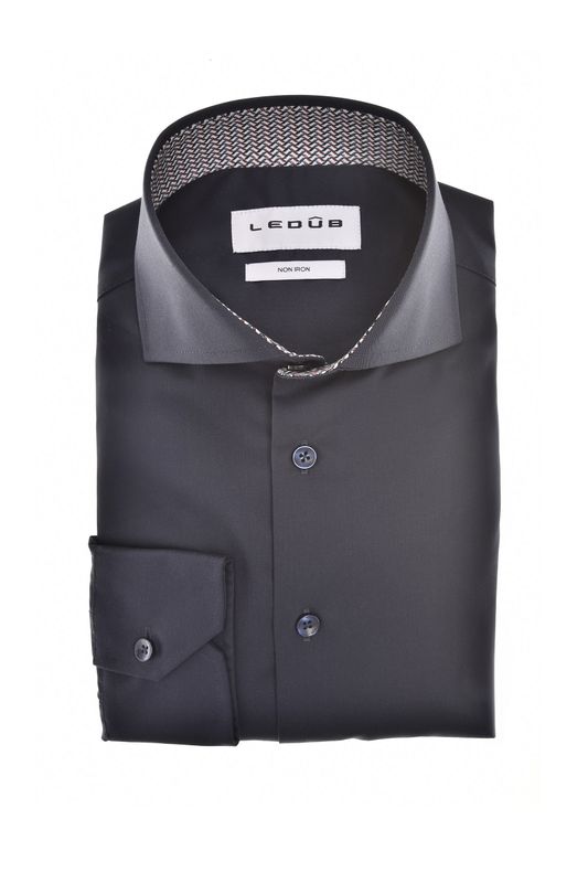 Ledub Shirts Plain: Overhemd Donkerblauw 0702085