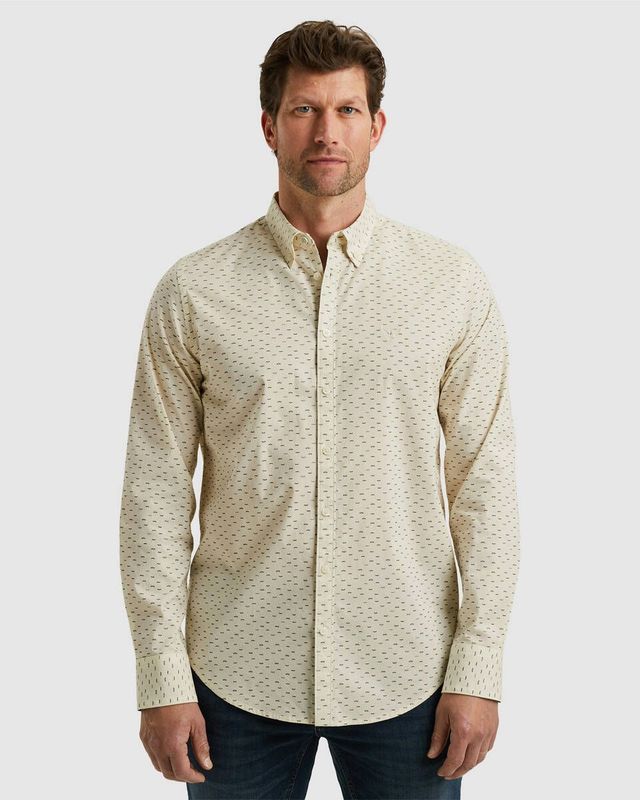 PME Legend LONG SLEEVE SHIRT Allover print on Bone White PSI2510238