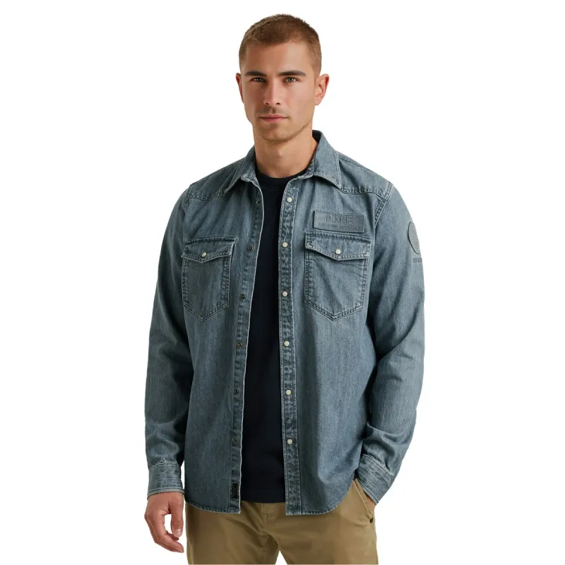 PME Legend LONG SLEEVE SHIRT Indigo Denim Denim Blue PSI2511248