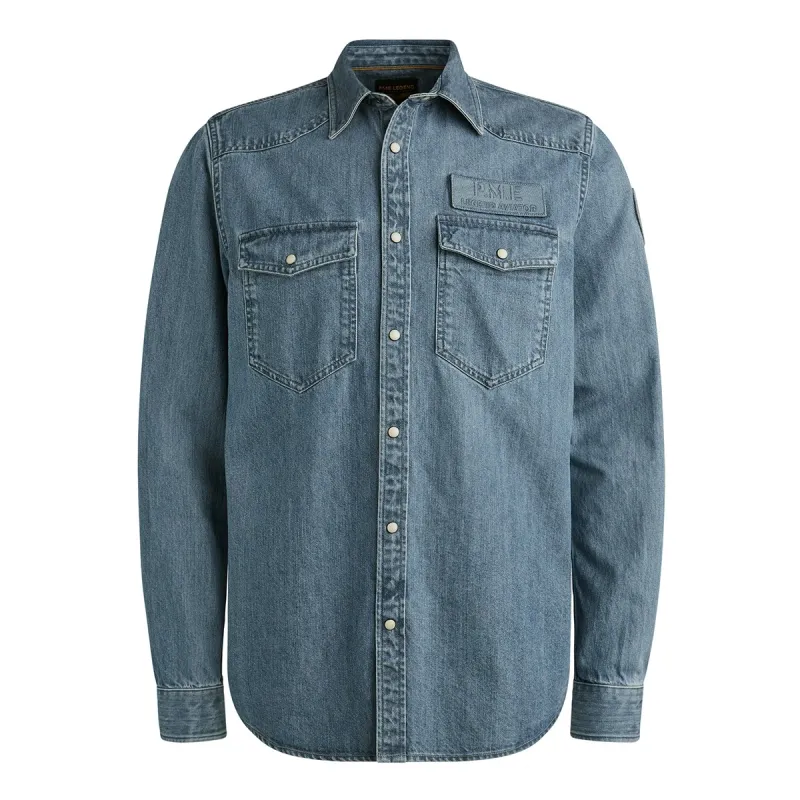 PME Legend LONG SLEEVE SHIRT Indigo Denim Denim Blue PSI2511248