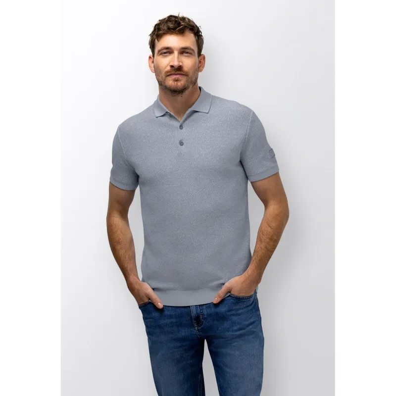 State of Art Poloshirt Knitted SS middenblauw:warm grijs 47116097