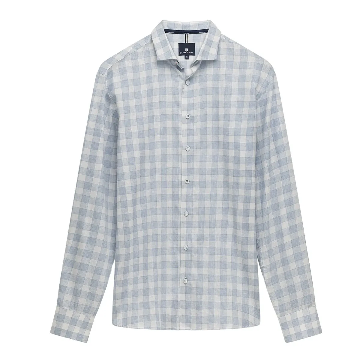 State of Art Shirt LS Checked Y/D middenblauw:wit 21516300
