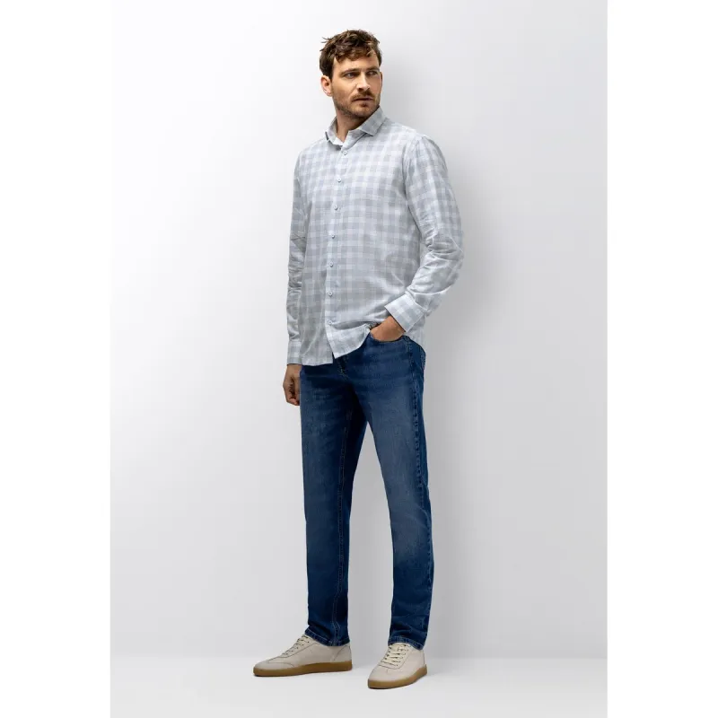 State of Art Shirt LS Checked Y/D middenblauw:wit 21516300