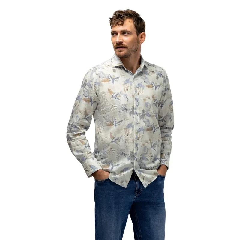 State of Art Shirt LS Print Struc kit:middenblauw 21416184