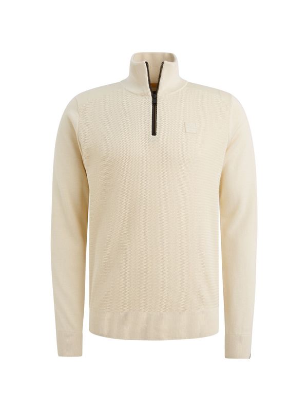 PME Legend Half zip collar cotton modal Bone White PKW2602328