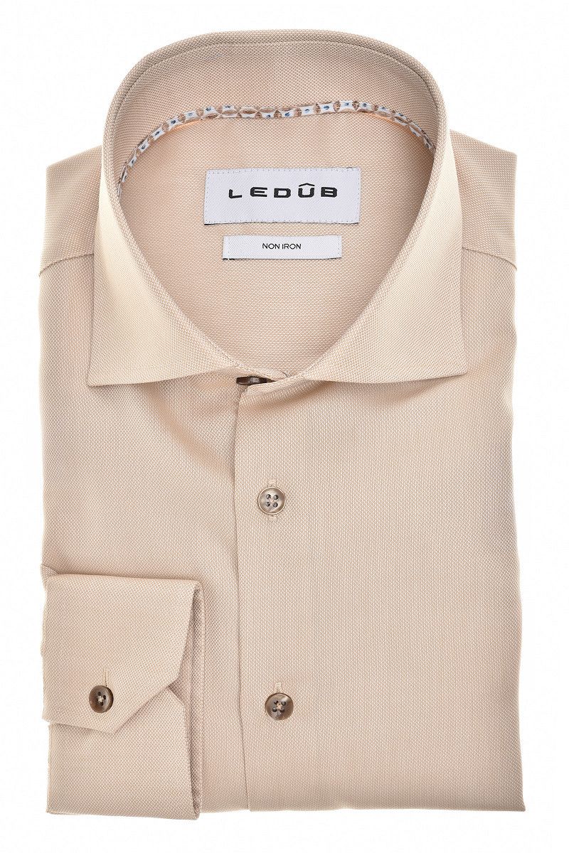 Ledub Shirts Plain:Overhemd Lichtbruin 630 Lichtbruin 630 0143350