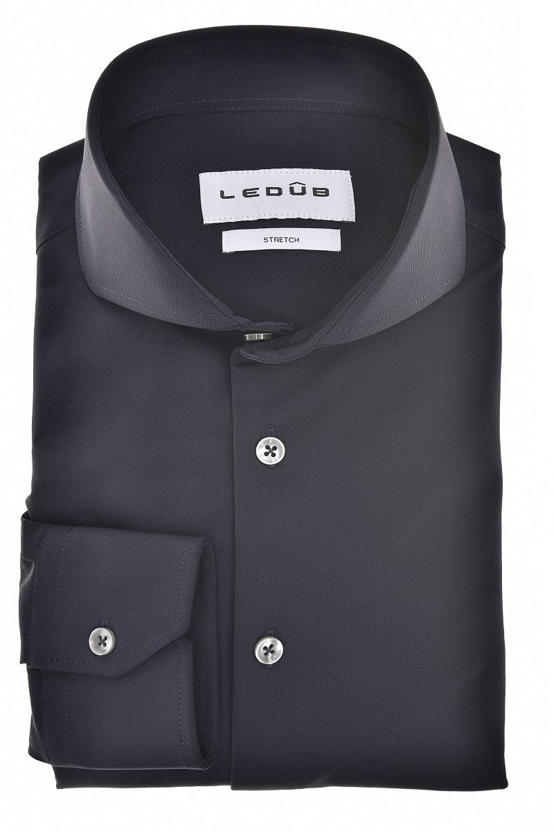 Ledub Shirts Plain:Overhemd Donkerblauw 190 0143470