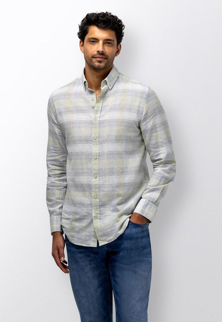 State of Art Shirt LS Checked Y/D lichtgroen:lichtblauw 21516164