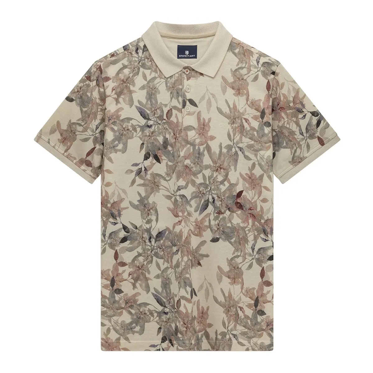 State of Art Poloshirt Piqu? SS P wit:koraal 46416433