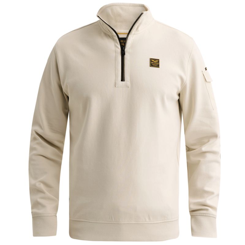 PME Legend Half zip collar interlock jersey Bone White PSW2608423