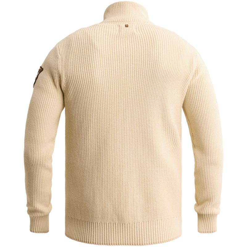 PME Legend Half zip collar cotton mix yarn Bone White PKW2609325