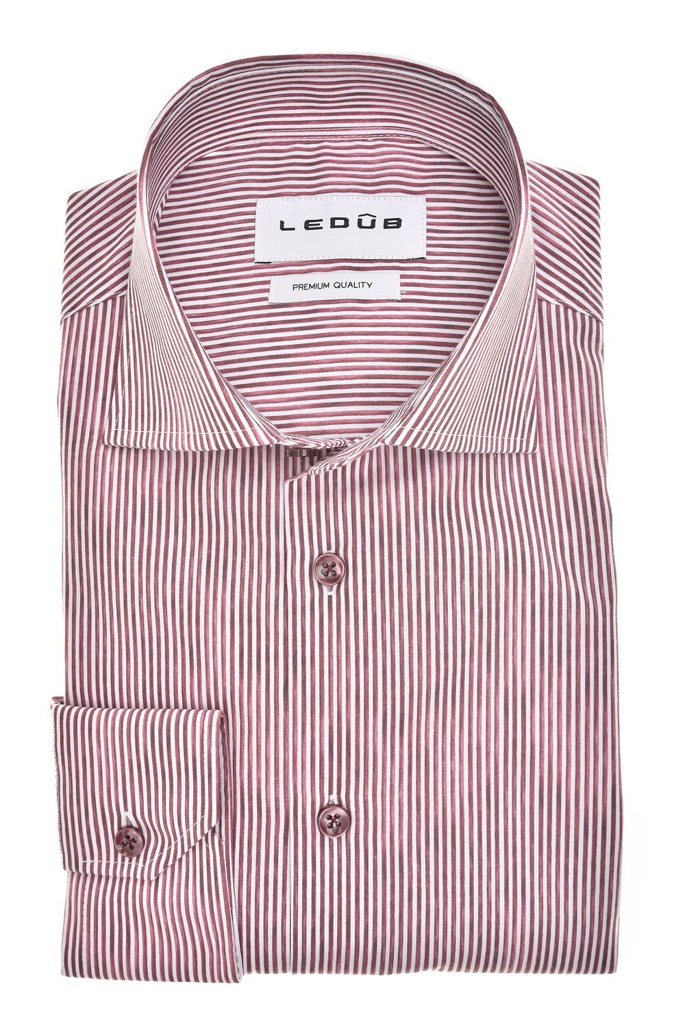 Ledub Shirts Stripe:Overhemd Donkerrood 480 0143535