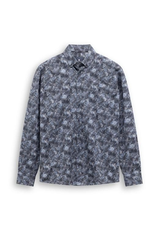 State of Art Shirt LS Print Satin donkerblauw:grijsblauw 21426268