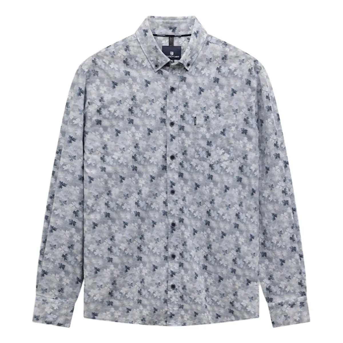 State of Art Shirt LS Print Fine grijsblauw:donkerblauw 21426254