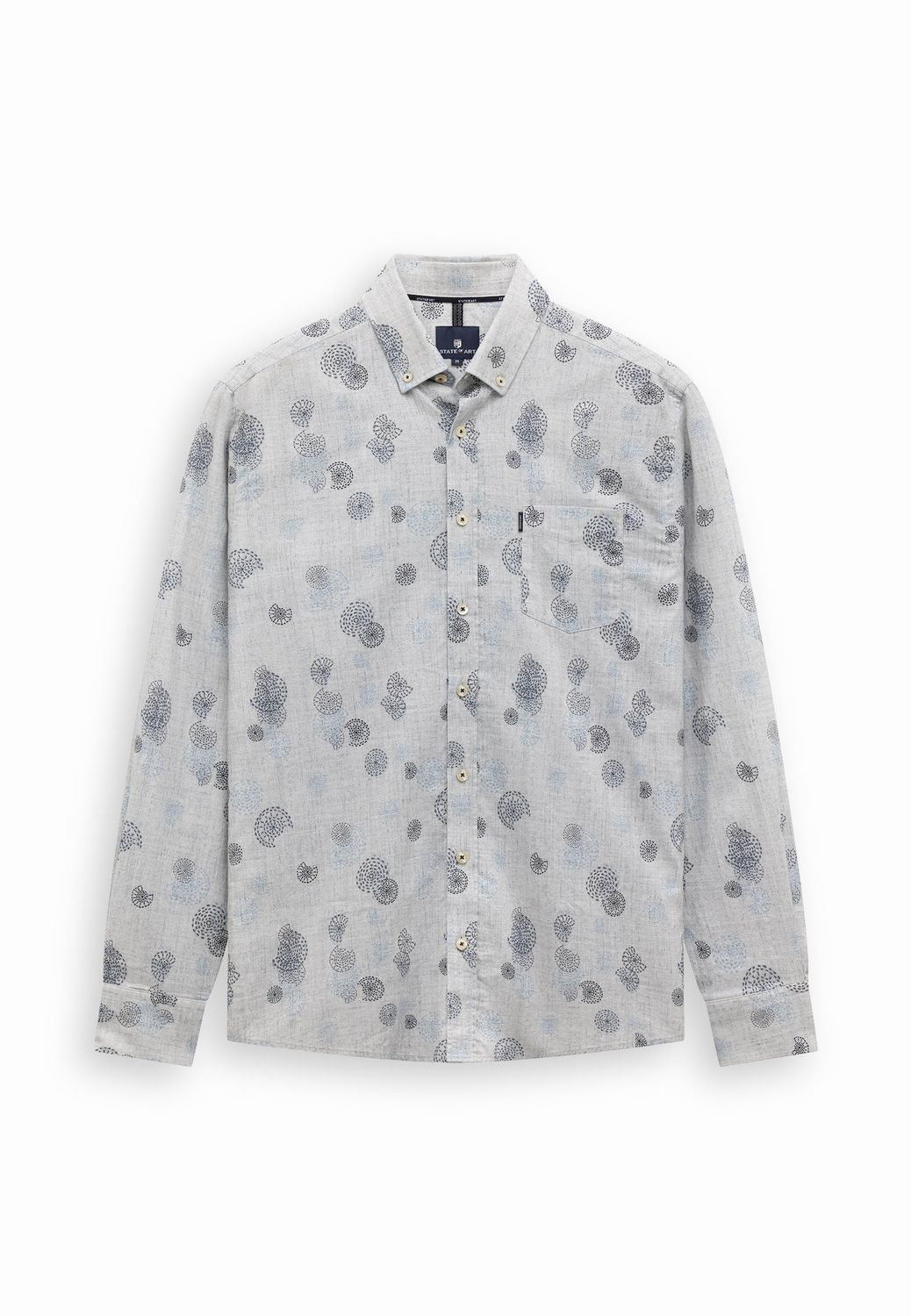 State of Art Shirt LS Print Fine grijsblauw:donkerblauw 21426265
