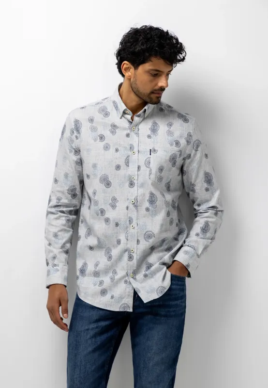 State of Art Shirt LS Print Fine grijsblauw:donkerblauw 21426265