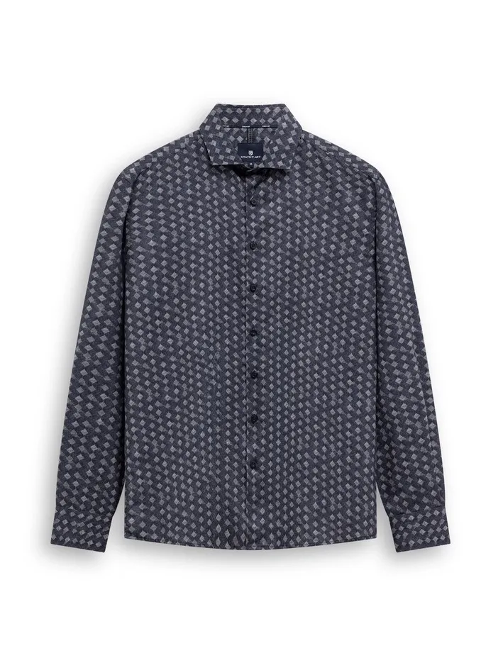 State of Art Shirt LS Print Flann donkerblauw:grijsblauw 21426232