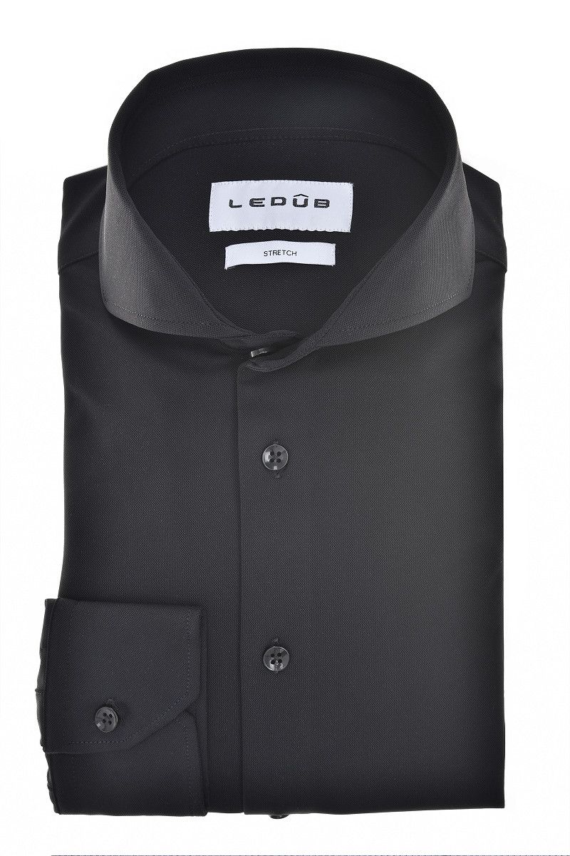 Ledub Shirts Plain:Overhemd Zwart 290 0345513