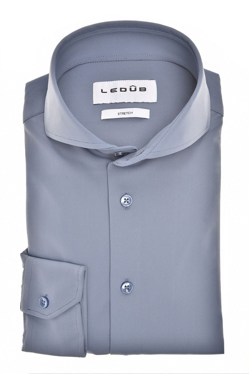 Ledub Shirts Plain:Overhemd Middenblauw 150 0345513